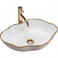 Umivaonik Pearl bijelo/zlatni rub 515x375 mm